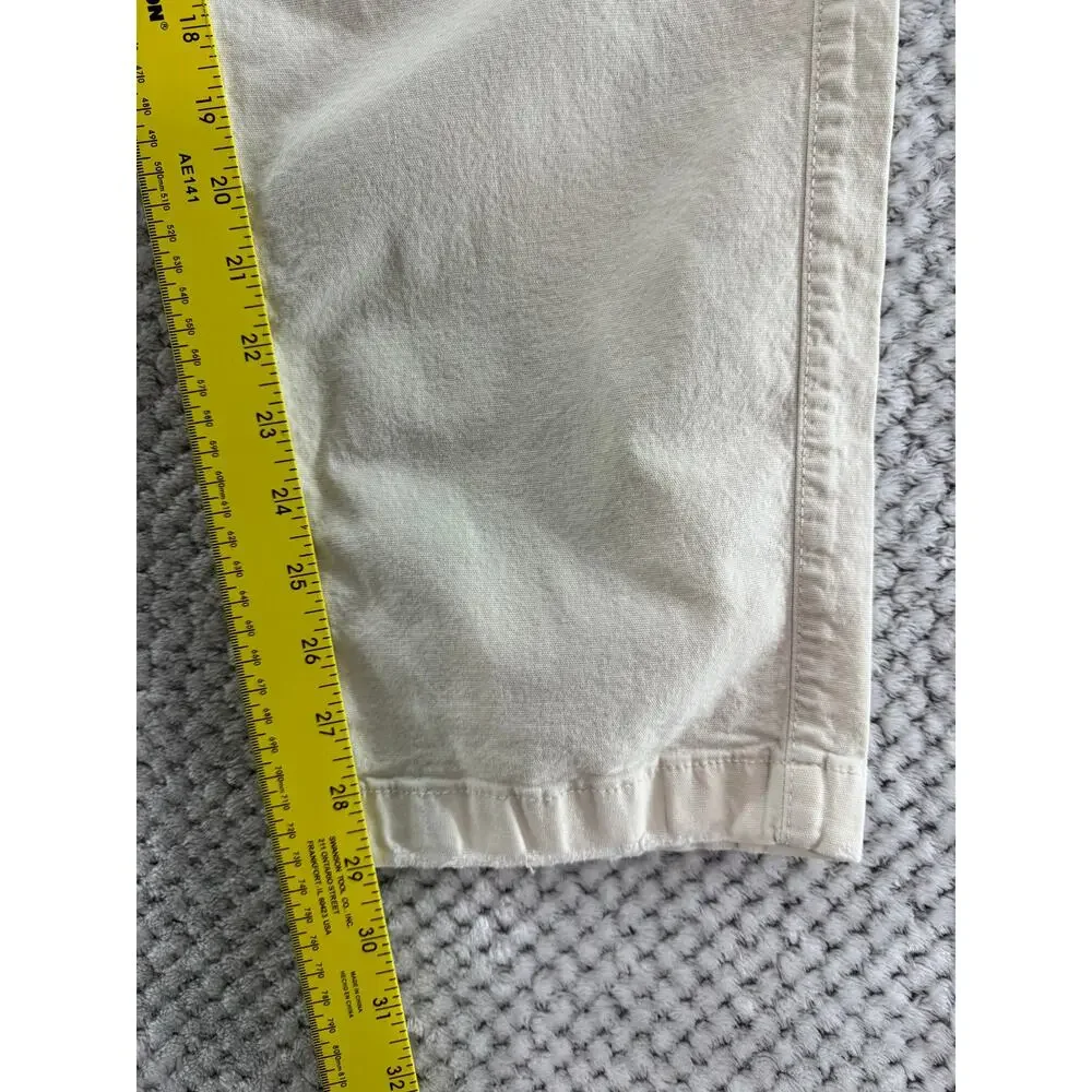 American Eagle Carpenter High Rise Straight Pants Women 16 Cream Distressing